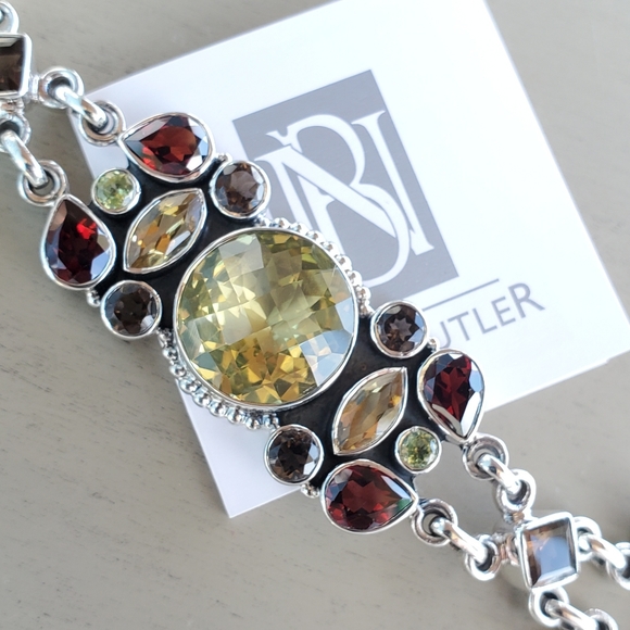 Nicky Butler 925 Sterling Silver Lemon Quartz Garnet Peridot Citrine NB Bracelet